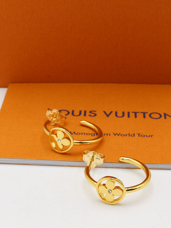 حلق لويس فيتون راوند ميتال فلاور لوقو حلق louis vuitton