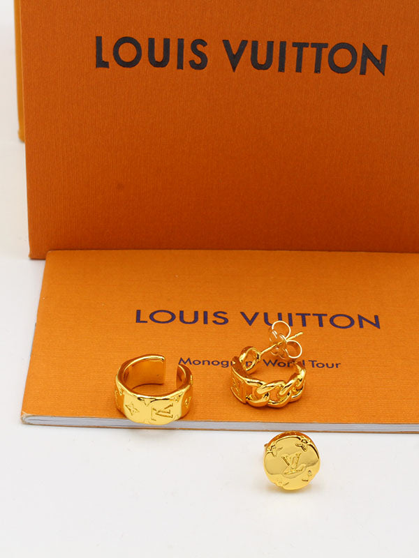 حلق لويس فيتون 3 قطع لوقو حلق louis vuitton