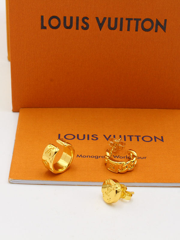 حلق لويس فيتون 3 قطع لوقو حلق louis vuitton