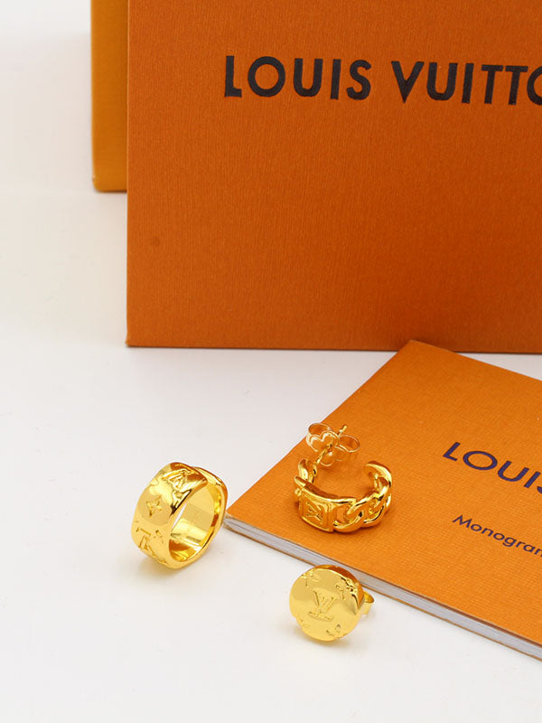 حلق لويس فيتون 3 قطع لوقو حلق louis vuitton