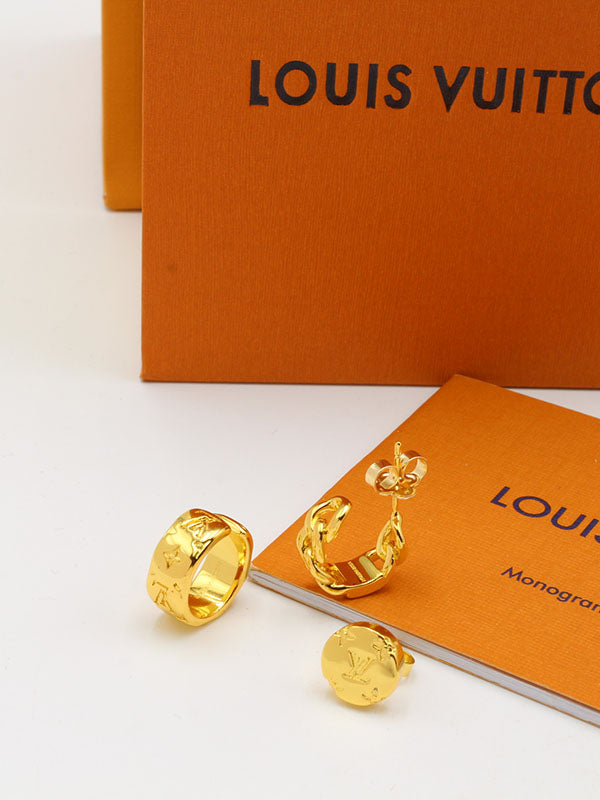حلق لويس فيتون 3 قطع لوقو حلق louis vuitton