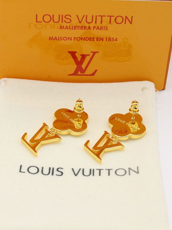 حلق لويس فيتون فلاور وايت لوقو كبير حلق louis vuitton