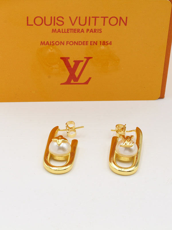 حلق لويس فيتون بيق بيرل لوقو مستطيل حلق louis vuitton