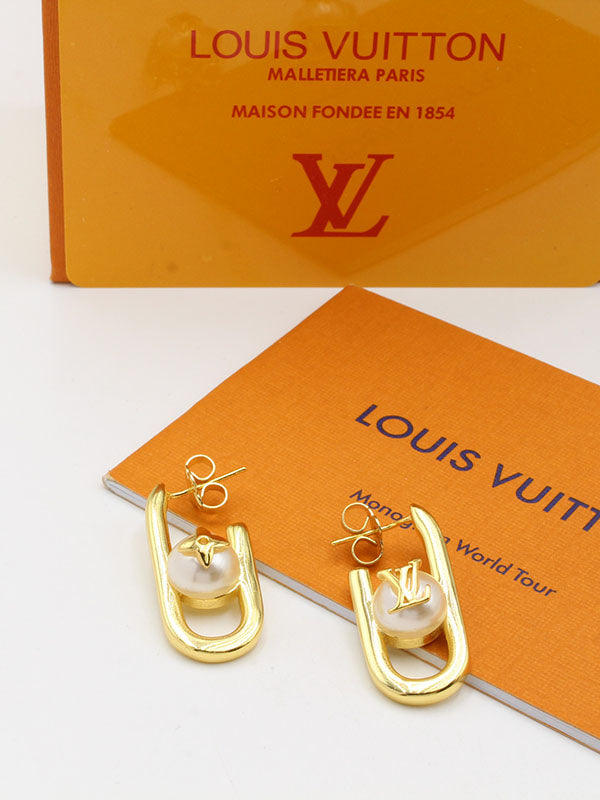 حلق لويس فيتون بيق بيرل لوقو مستطيل حلق louis vuitton