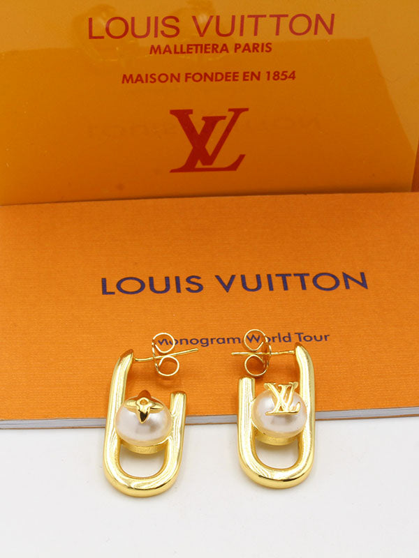 حلق لويس فيتون بيق بيرل لوقو مستطيل حلق louis vuitton
