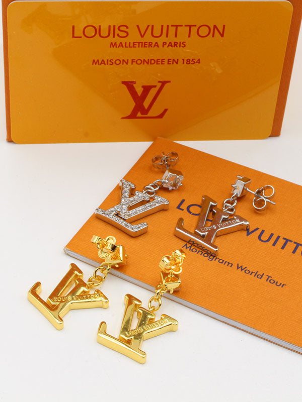 حلق لويس فيتون سكوير ستون زركون لوقو حلق louis vuitton