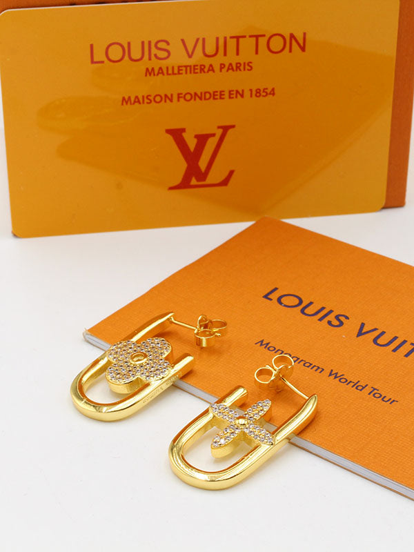 حلق لويس فيتون فلاور ميتال لوقو حلق louis vuitton