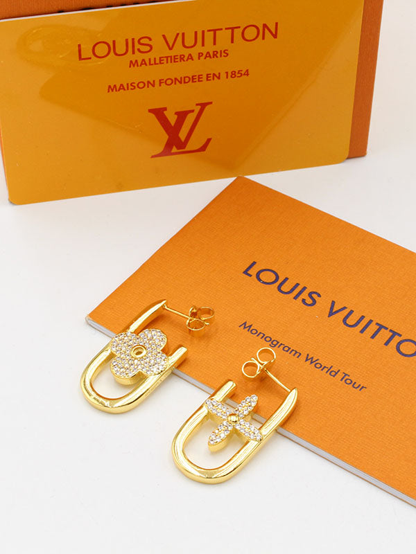 حلق لويس فيتون فلاور ميتال لوقو حلق louis vuitton
