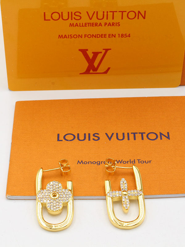 حلق لويس فيتون فلاور ميتال لوقو حلق louis vuitton