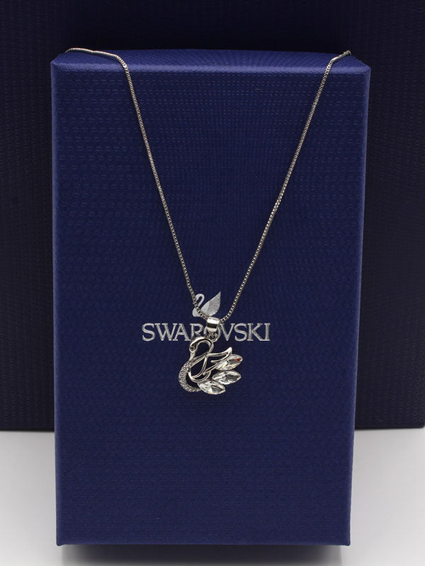 سلسال سواروفسكي سوان حجر الزركون سلسال Swarovski فضي