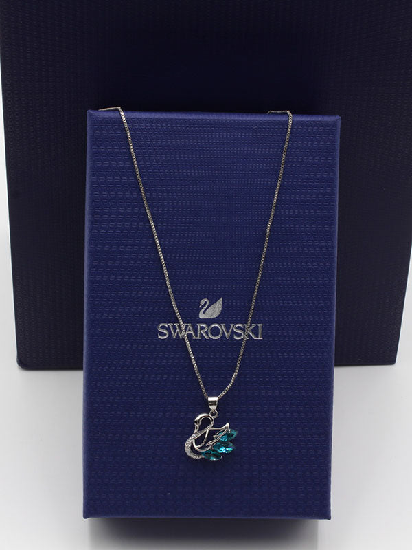 سلسال سواروفسكي سوان حجر الزركون سلسال Swarovski فضي ازرق