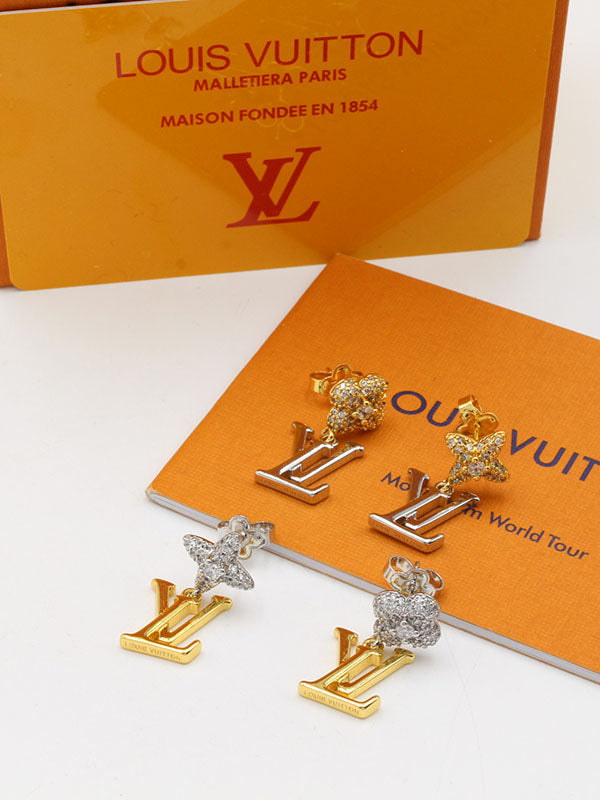 حلق لويس فيتون زركون فلاور وذ لوقو حلق louis vuitton