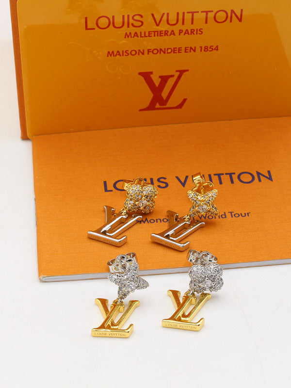 حلق لويس فيتون زركون فلاور وذ لوقو حلق louis vuitton