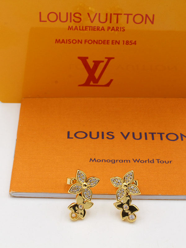 حلق لويس فيتون زركون تو فلاور لوقو حلق louis vuitton ذهبي