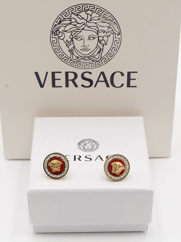 حلق فيرساتشي ملون حلق versace ذهبي عنابي