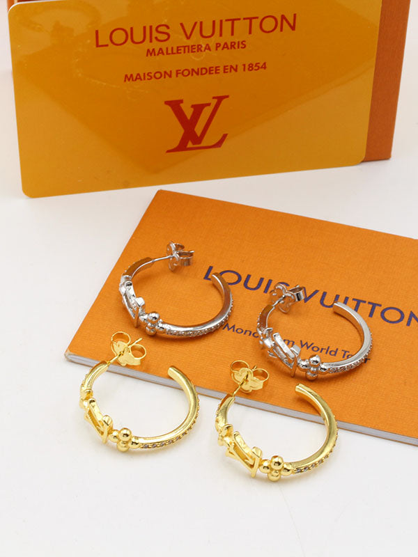 حلق لويس فيتون مديوم زركون لوقو حلق louis vuitton