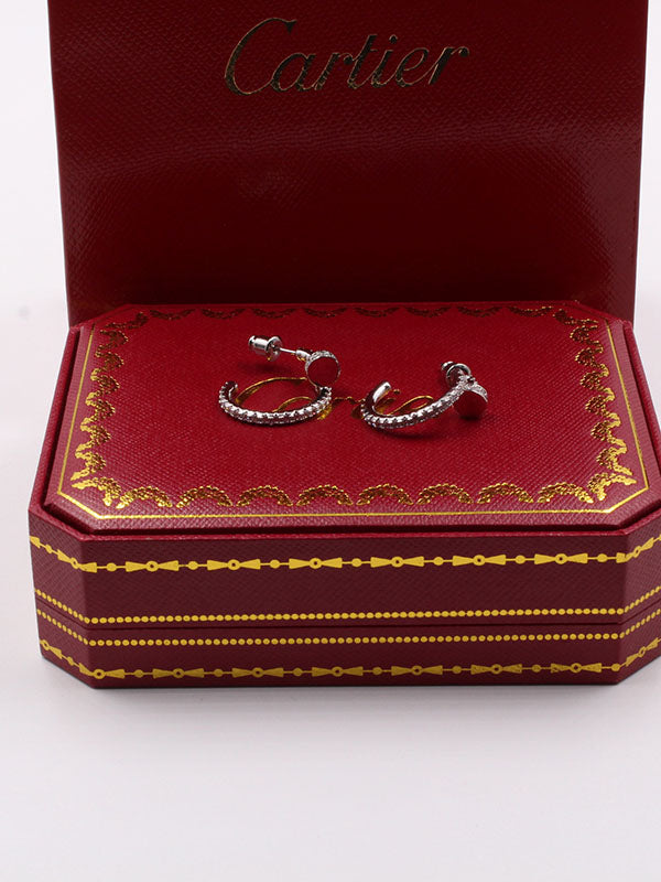 حلق كارتير مسمار زركون وسط حلق CARTIER فضي