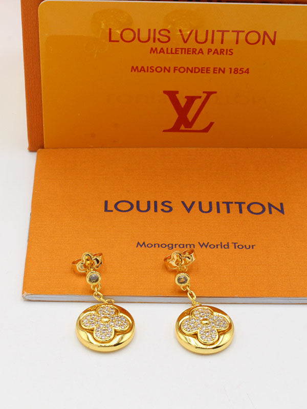 حلق لويس فيتون مدور زركون راوند لوقو حلق louis vuitton