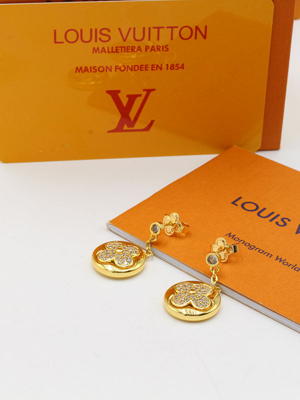 حلق لويس فيتون مدور زركون راوند لوقو حلق louis vuitton