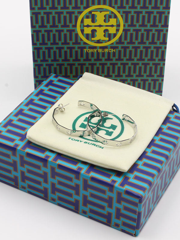 حلق توري بورش مضلع حلق tory burch فضي