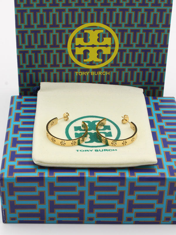 حلق توري بورش مدور ذهبي متوسط حلق tory burch