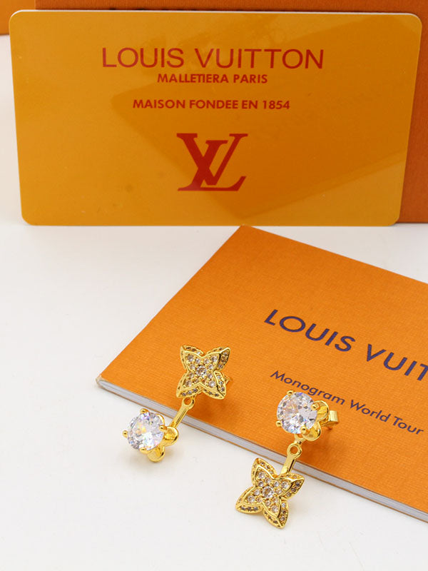 حلق لويس فيتون زركون باك سايد لوقو حلق louis vuitton