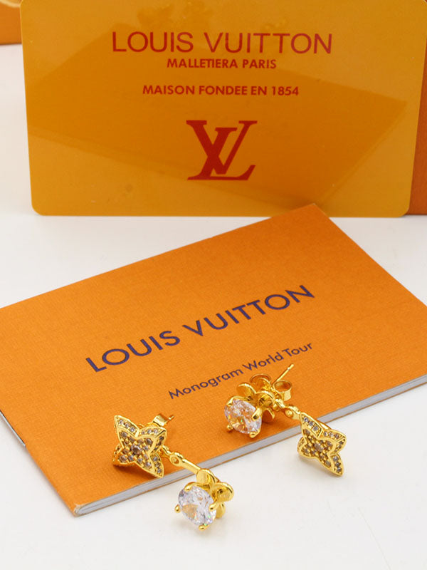 حلق لويس فيتون زركون باك سايد لوقو حلق louis vuitton