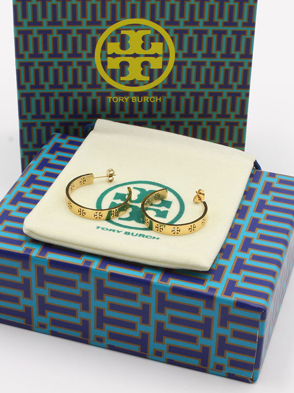 حلق توري بورش مدور ذهبي متوسط حلق tory burch ذهبي