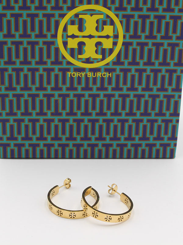 حلق توري بورش مدور ذهبي متوسط حلق tory burch