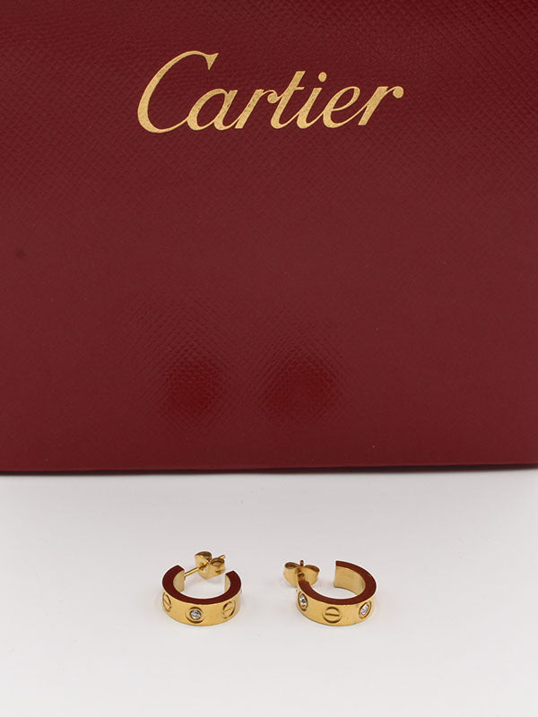 حلق كارتير مدور صغير زركون حلق CARTIER ذهبي