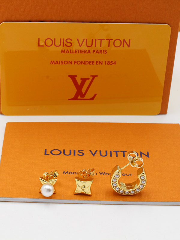 حلق لويس فيتون 3 قطع لوقو حلق louis vuitton