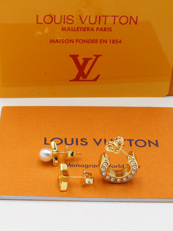 حلق لويس فيتون 3 قطع لوقو حلق louis vuitton