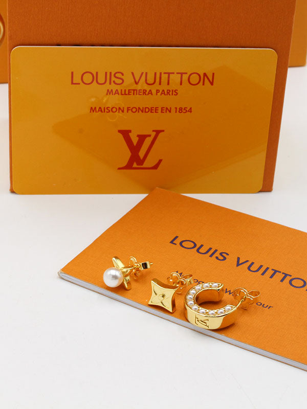 حلق لويس فيتون 3 قطع لوقو حلق louis vuitton