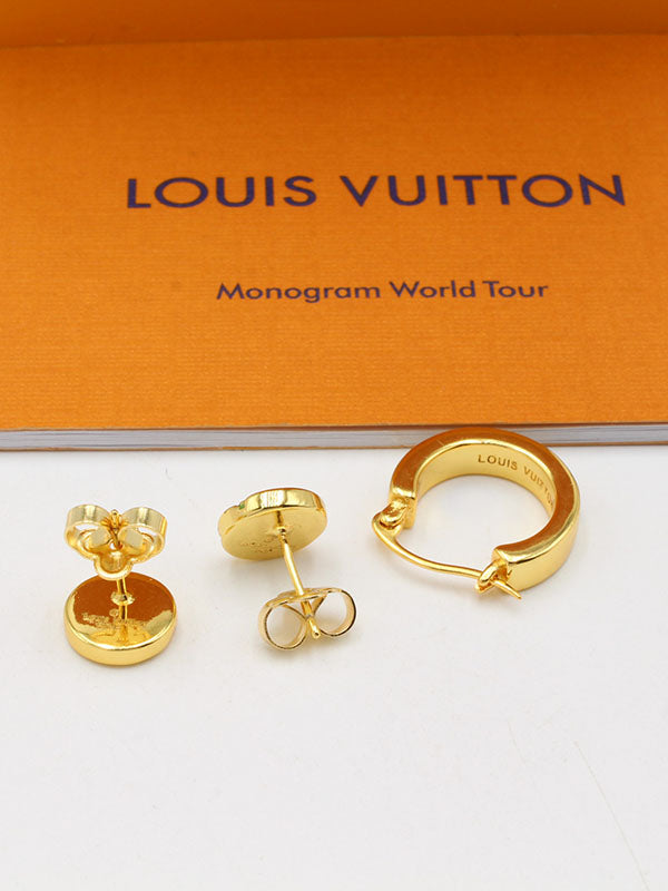 حلق لويس فيتون 3 قطع شعار ملون حلق louis vuitton