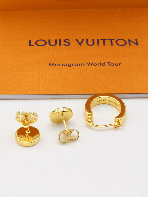 حلق لويس فيتون 3 قطع شعار ملون حلق louis vuitton