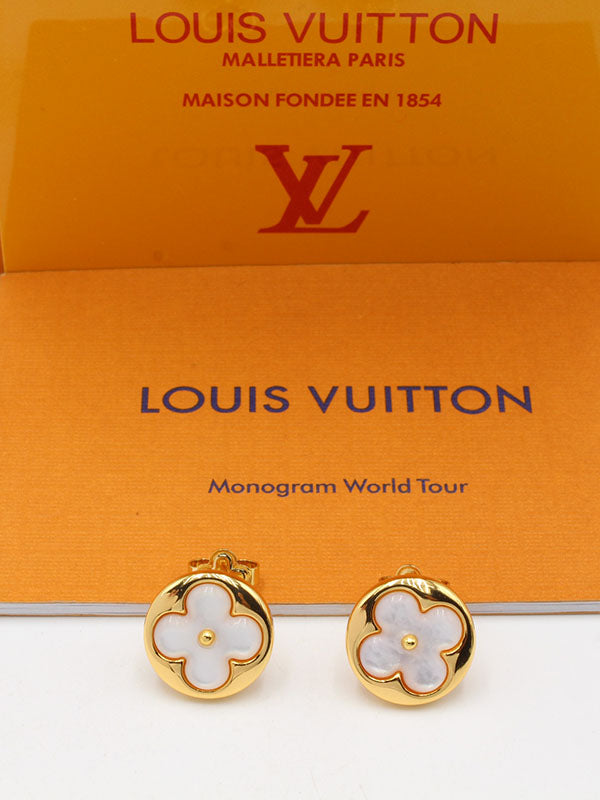 حلق لويس فيتون وايت شيل لوقو حلق louis vuitton ذهبي