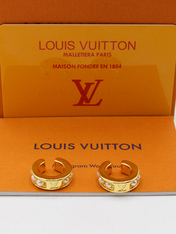 حلق مدور لويس فيتون لوقو بيرل حلق louis vuitton