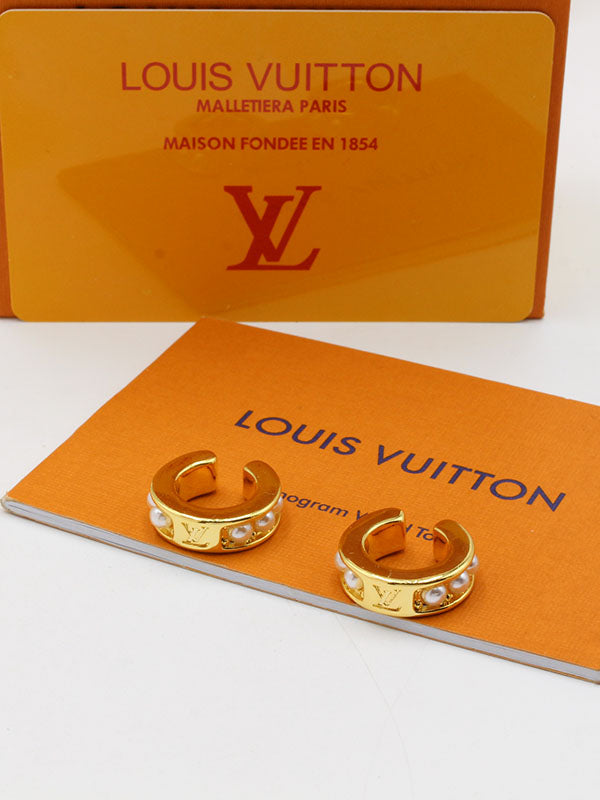 حلق مدور لويس فيتون لوقو بيرل حلق louis vuitton