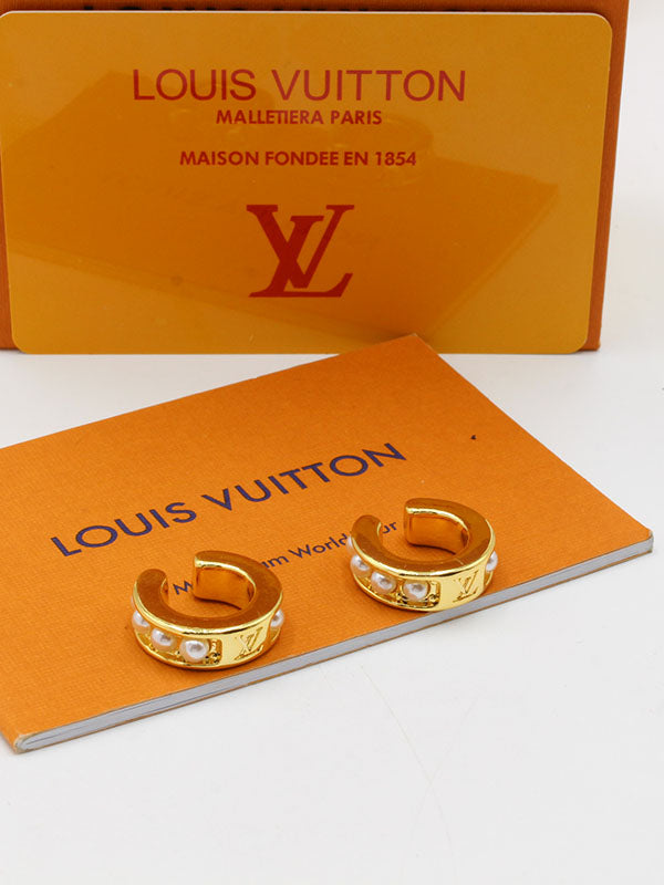 حلق مدور لويس فيتون لوقو بيرل حلق louis vuitton