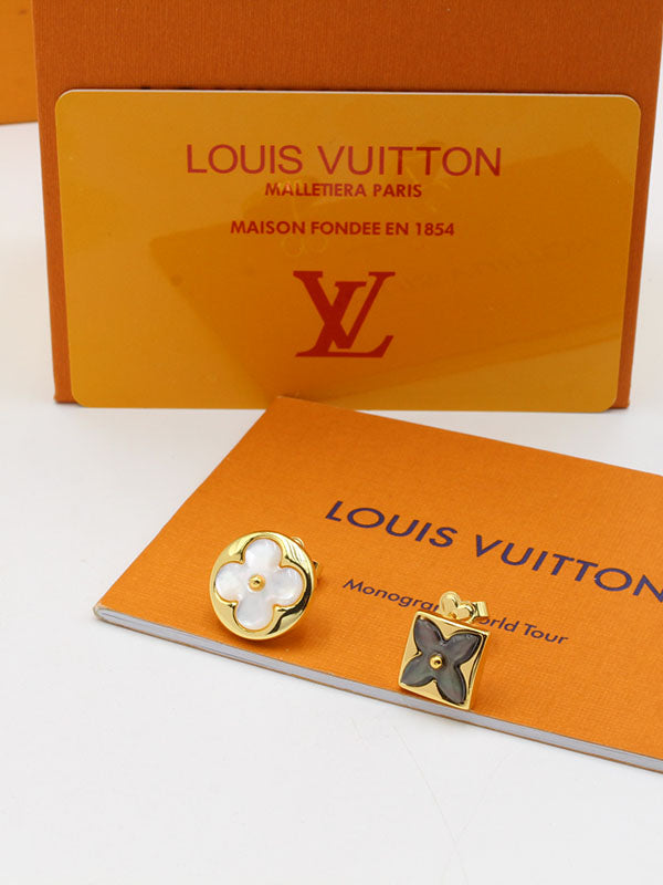 حلق لويس فيتون رمادي وابيض لوقو حلق louis vuitton