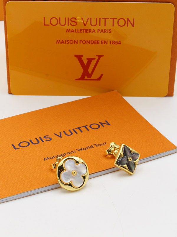 حلق لويس فيتون رمادي وابيض لوقو حلق louis vuitton