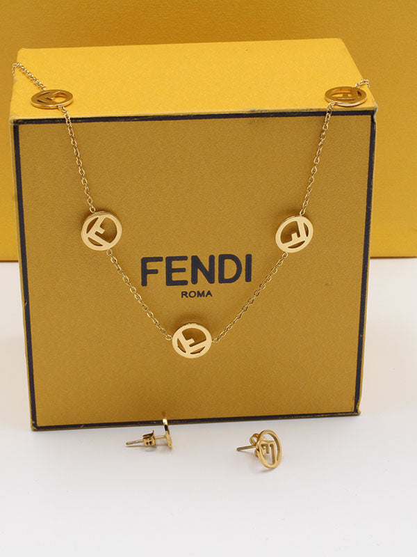 طقم فندي تشوكر 2 قطع اطقم fendi ذهبي