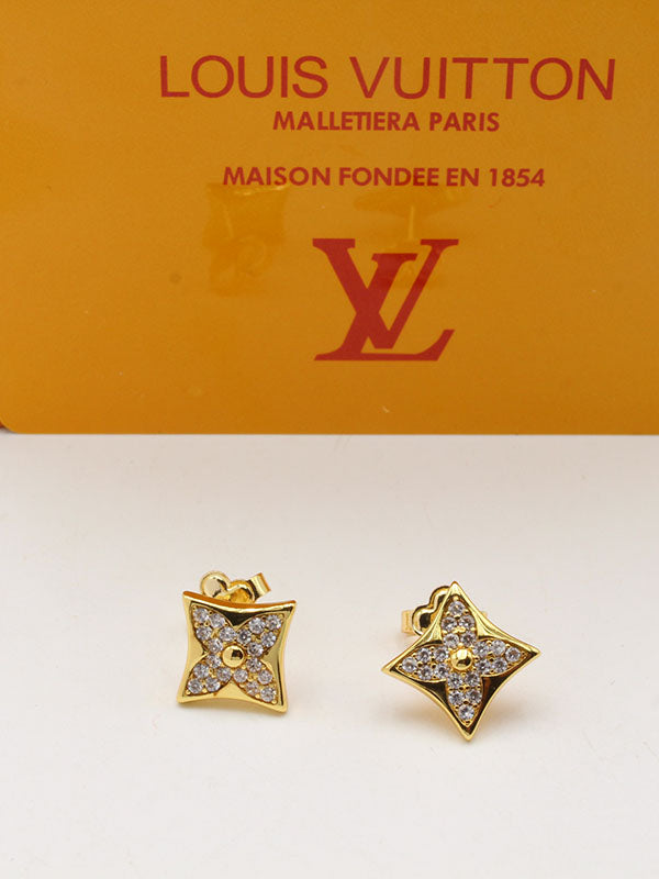 حلق لويس فيتون مربع لوقو حلق louis vuitton ذهبي