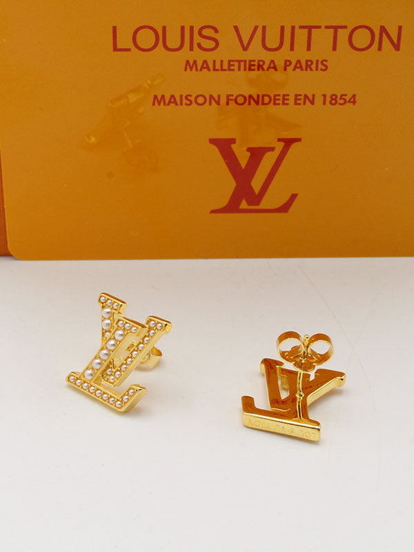 حلق لويس فيتون لوقو بيرل لوقو ذهبي حلق louis vuitton