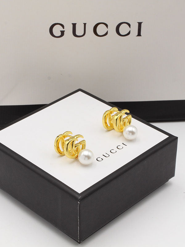 حلق قوتشي دبل لوقو بيرل حلق gucci