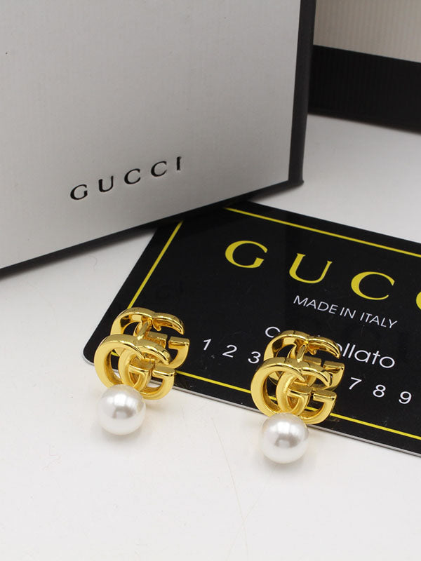 حلق قوتشي دبل لوقو بيرل حلق gucci