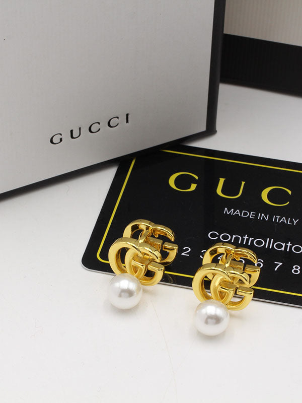 حلق قوتشي دبل لوقو بيرل حلق gucci
