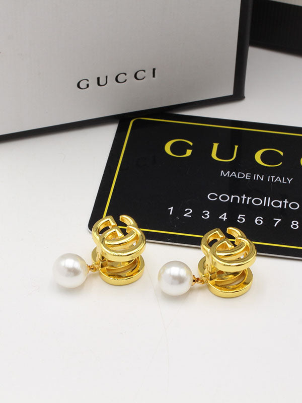 حلق قوتشي دبل لوقو بيرل حلق gucci