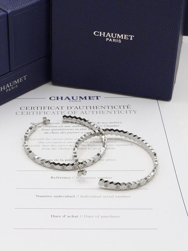 حلق شومية زركون كبير لوقو حلق chaumet فضي