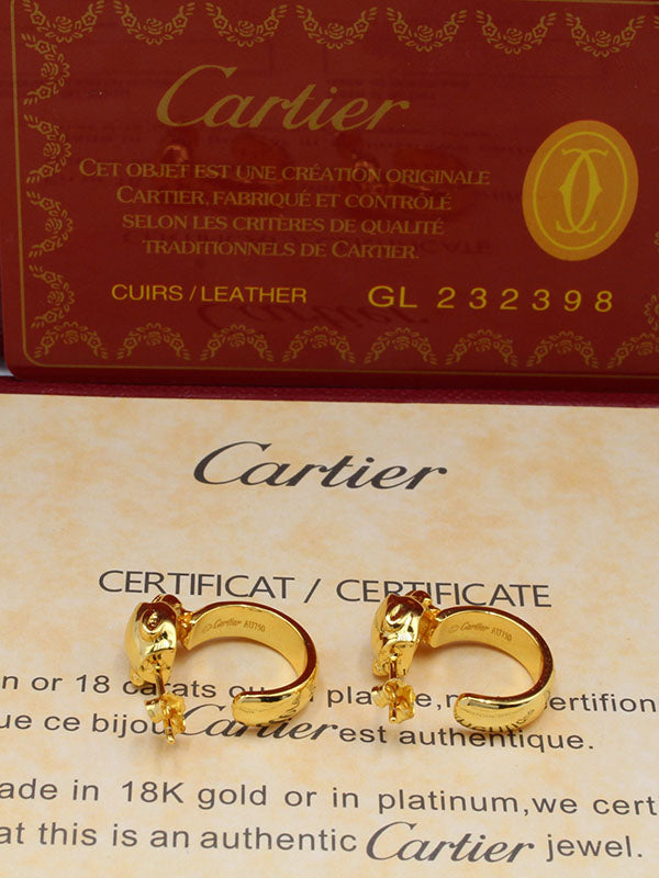 حلق كارتير تايقر مدور لوقو حلق CARTIER ذهبي